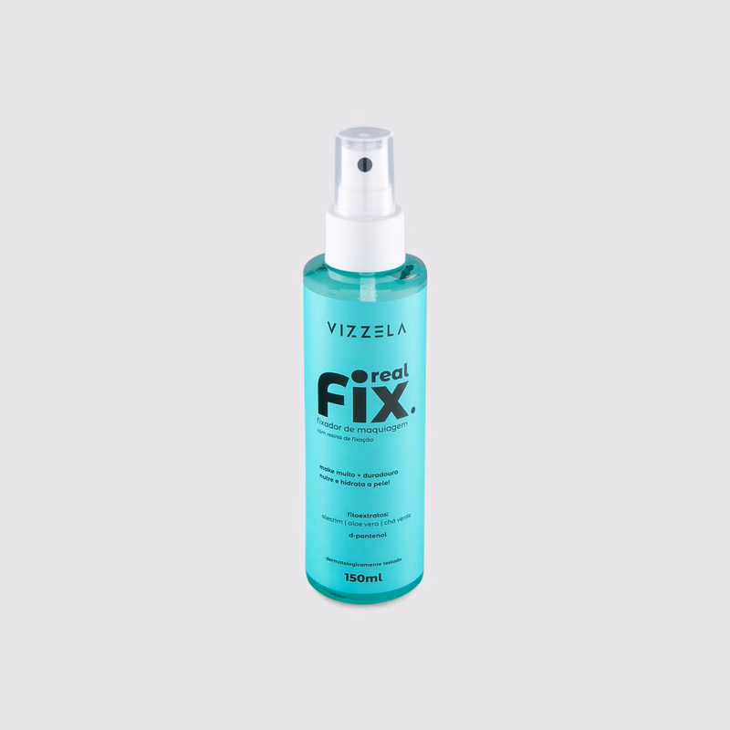 Fixador de maquiagem Real Fix, da Vizzela, frasco spray de 150 ml